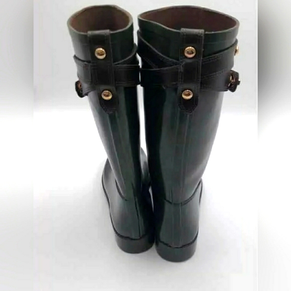 Coach Designer Tara Military Green Waterproof Knee High Rain Boots Women 8B - Picture 5 of 7
